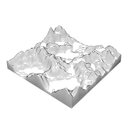 3D Contour Lines Island